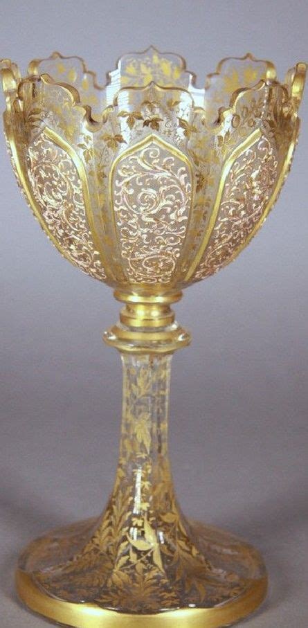 A Fine Signed Gilt And Enamel Decorated Moser Glass Vase Late 19th Century Karlsbad Moser