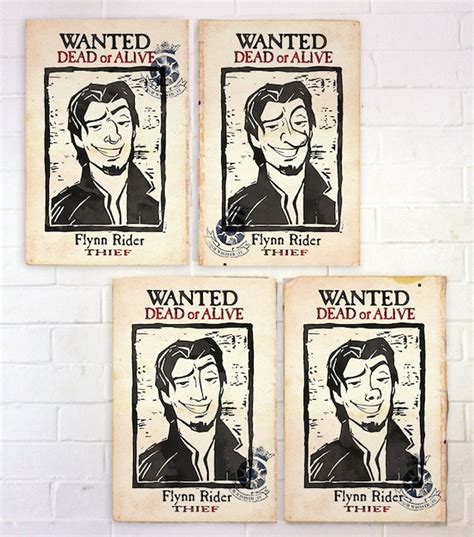 Flynn Rider Wanted Poster From Tangled Pack Of 4