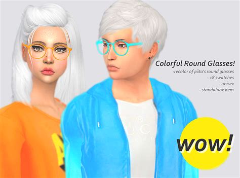 Colorful Round Glasses By Sulsulsims Sims 4 Sims 4 Blog Sims 4 Update