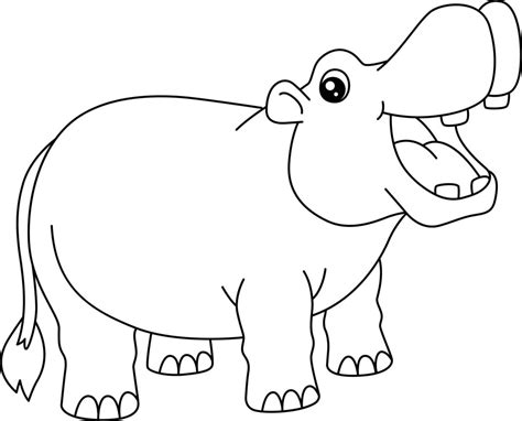 Hipopótamo Para Colorear Página Aislada Para Niños 5162973 Vector En