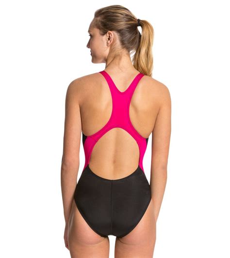 Ocean Racing By Dolfin Color Block Performance Back One Piece Swimsuit