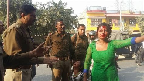 this woman in up s mainpuri was first groped by two men and then beaten by a crowd for