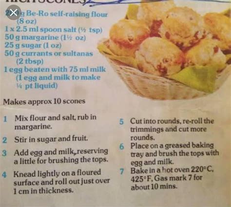 Margarine Scone Recipe Sultana Egg Vintage Recipes Dessert Ideas