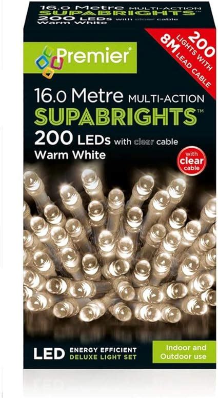 16m 200 Led Premier Supabright Outdoor Christmas Lights Warm White