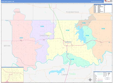 Choctaw County Ok Wall Map Color Cast Style By Marketmaps