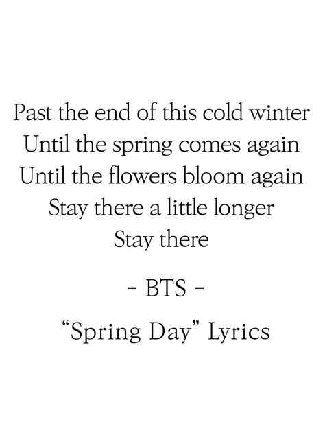 Bts Spring Day Lyrics Prints Poster Digital Download Korean Etsy