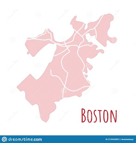 Mapa Da Cidade De Boston Eua Silhueta Mapa Da Divisão Administrativa
