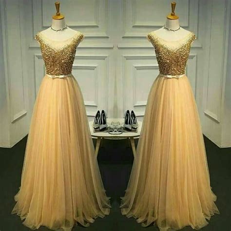 Gold Beaded Top Prom Dresslong Prom Dressshinny Formal Dress2204 On