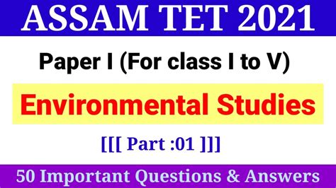 Assam Tet Preparation Assam Tet Evs Questions And Answers