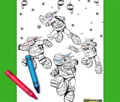 Printable teenage mutant ninja turtles pages. Teenage Mutant Ninja Turtles Holiday Coloring Page ...