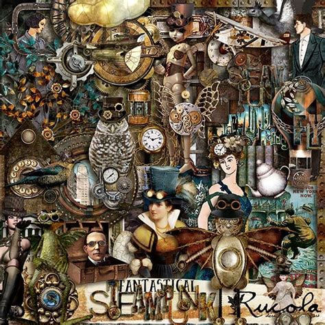 Whats New Fantastical Steampunk Collage Poster Steampunk Art