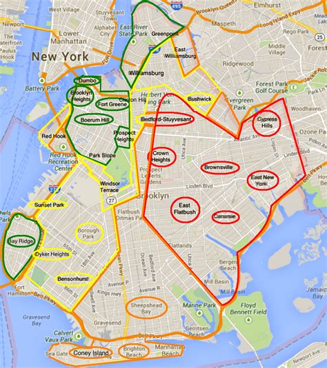 Neighborhoods Of Brooklyn 1191x842 Brooklyn Map Brook