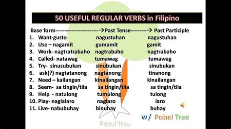 50 Useful Regular Verbs In Filipino Home Lesson Filipino Words