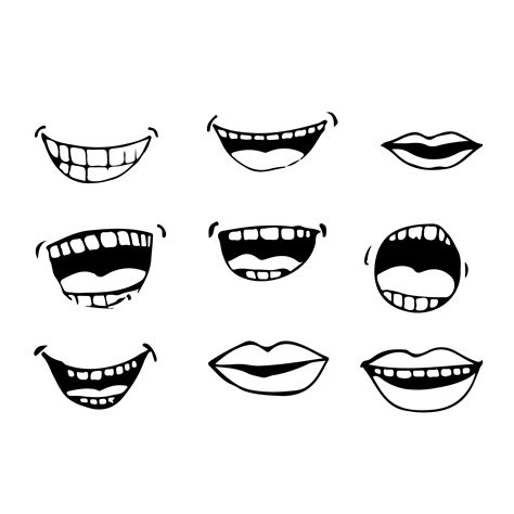 Cartoon Mouth Expressions Clip Art Sketch Coloring Page