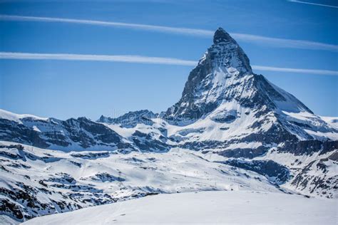 Matterhorn With Blue Sky Zermatt Switzerland Stock Photo Image Of