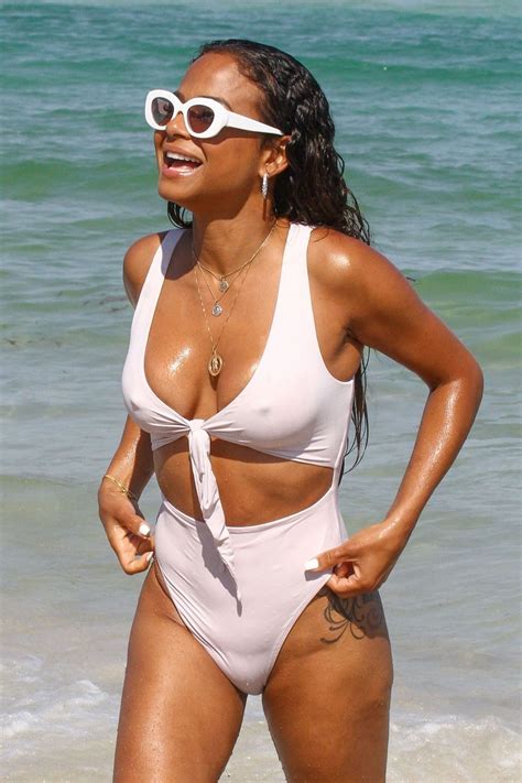 Christina Milian In Swimsuit At A Beach In Miami Hawtcelebs