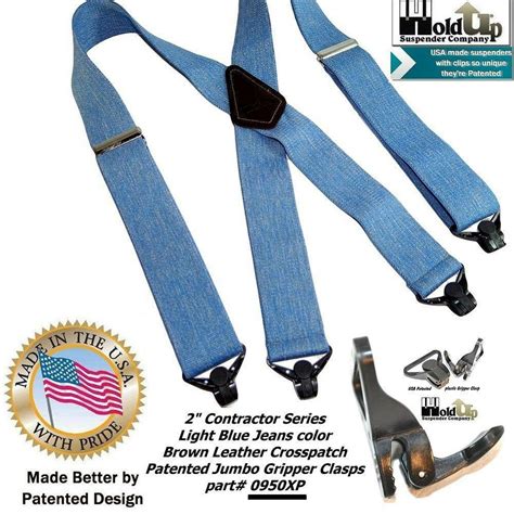 Holdup Suspender Holdup Brand Heavy Duty Blue Denim 2 Wide Work X