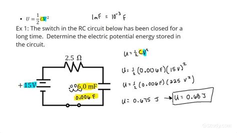 Calculating The Electric Potential Energy In A Steady State Rc Circuit Physics