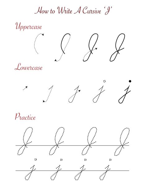Cursive J Worksheets To Practice Capital Upper And Lowercase Letter