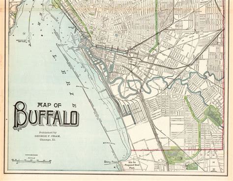 1901 Antique Buffalo Street Map Vintage City Map Of Buffalo Etsy
