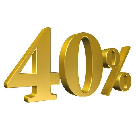 40 Percent Gold Number Forty 3d Rendering 8506417 Png