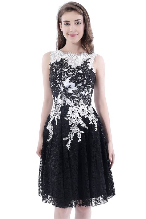 Elegant Black And White Lace Homecoming Dressshort Homecoming Dresses