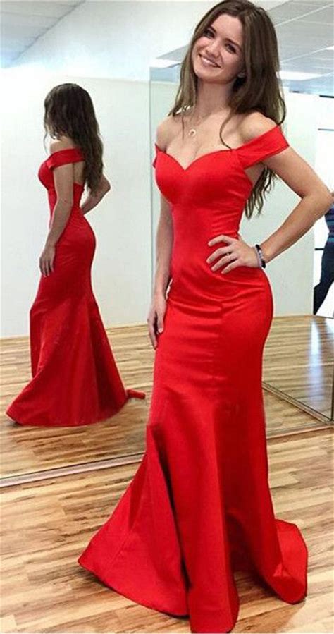 sexy backless evening dress red prom dress off the shoulder prom dresses red formal dress