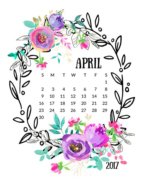 Calendar Clipart Monthly Calender April Clipart 6227