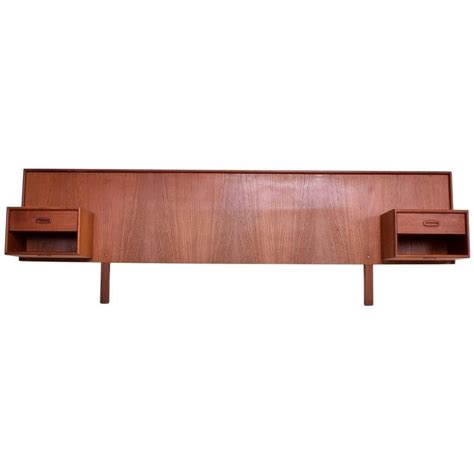 Midcentury rosewood king headboard with floating nightstands headboard measures: Mid-Century Danish Modern Queen Teak Headboard Floating ...