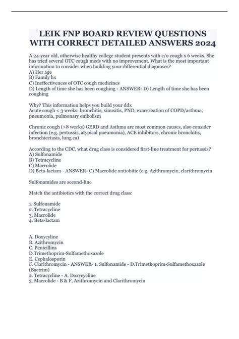 LEIK FNP BOARD REVIEW QUESTIONS WITH CORRECT DETAILED ANSWERS 2024