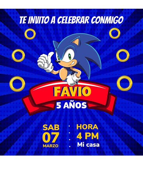 Invitación Fiesta Sonic Plantillas Para Invitación De Cumpleaños
