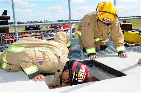 Firefighters Train On Confined Space Rescue Procedures Us Air