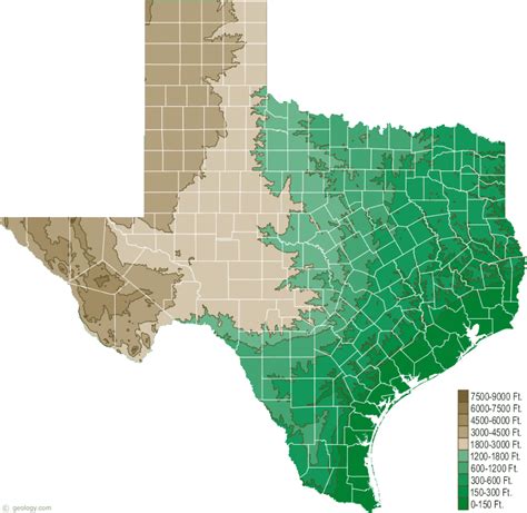 Texas Elevation Map Texas Geography Texas Map Elevation Map