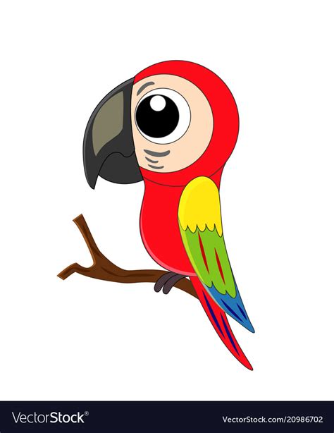 Cute Cartoon Parrot Isolated Royalty Free Vector Image