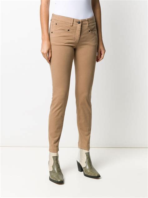 Luisa Cerano Denim Mid Rise Skinny Jeans In Brown Lyst
