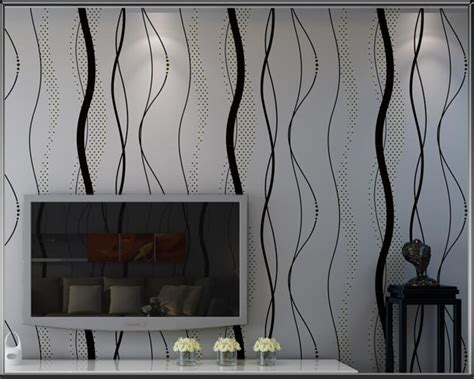 Beibehang Modern Simple Black Gray Wavy Wallpaper Vertical Striped