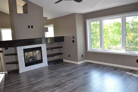 Grey Walls Wood Floor Living Room Flooring Designs