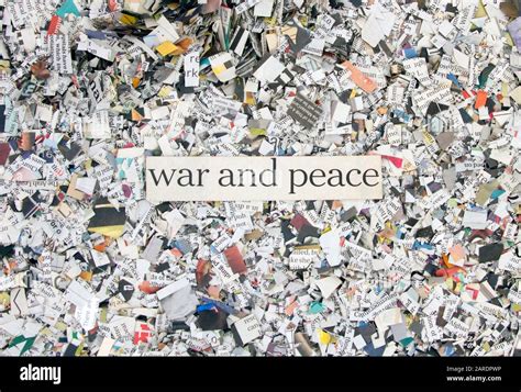 Newspaper Confetti From Above With The Words War And Peace Background