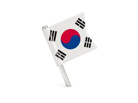 Hand painting source template, south korea cartoon icon, korea border. Square flag pin. Illustration of flag of South Korea