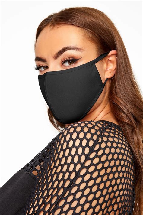 Black Cotton Antibacterial Face Mask Yours Clothing