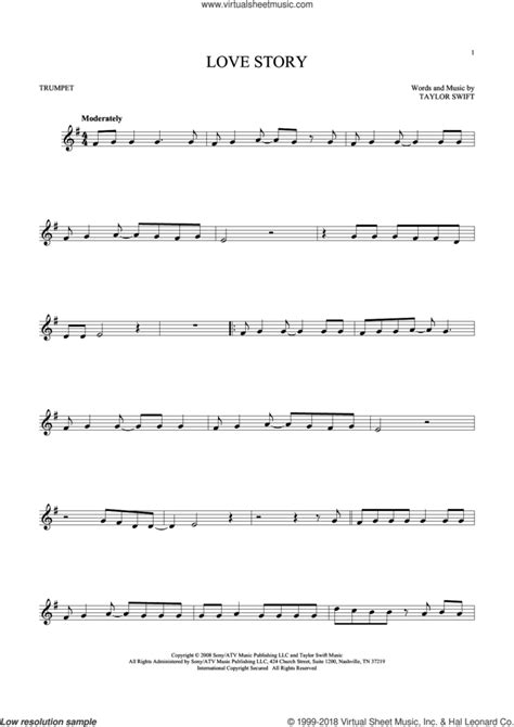 Taylor Swift Love Story Sheet Music For Trumpet Solo Pdf