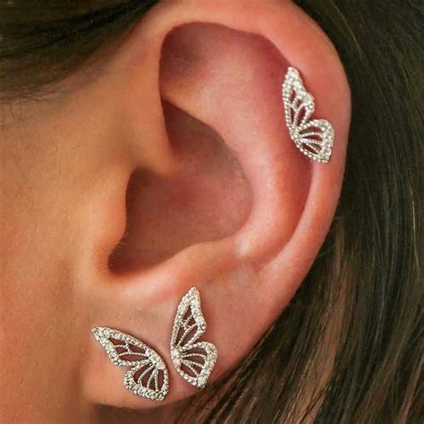 Butterfly Wing Earrings Half Butterfly Pair Stud Earring Dainty