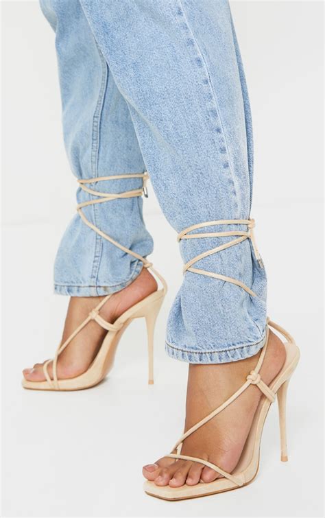 Nude Square Toe Stilletto Heel Strappy Sandal Prettylittlething