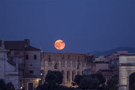 20 July 2016 Full Moon Rising Above The Colosseum