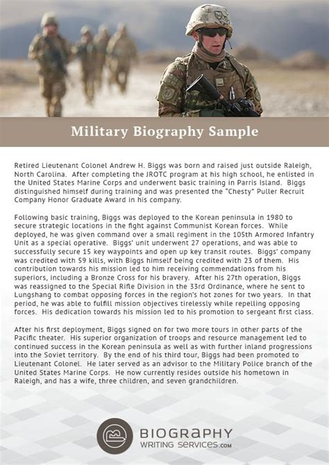 Military Biography Format How