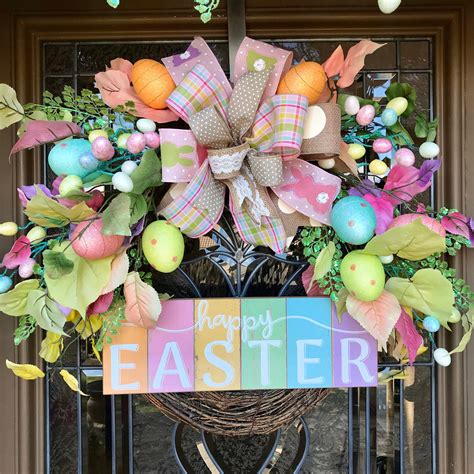 Easter Garland And Wreath Set Spring Door Decor Easter Front Door