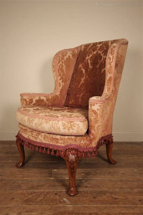 Shapely Queen Anne Style Walnut Wing Chair - Antiques Atlas | Chair