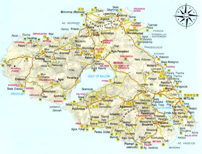 Mapa ostrova Lesbos Řecko v detailech