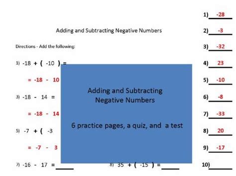 Adding And Subtracting Negative Numbers Teaching Resources