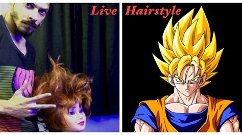 Goku Live Hairstyle Golden Brown Wig Youtube